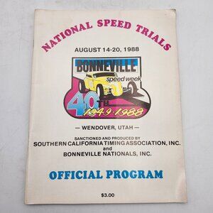 40th Bonneville National Speed Trials 1988 SCTA Official Program Wendover UT